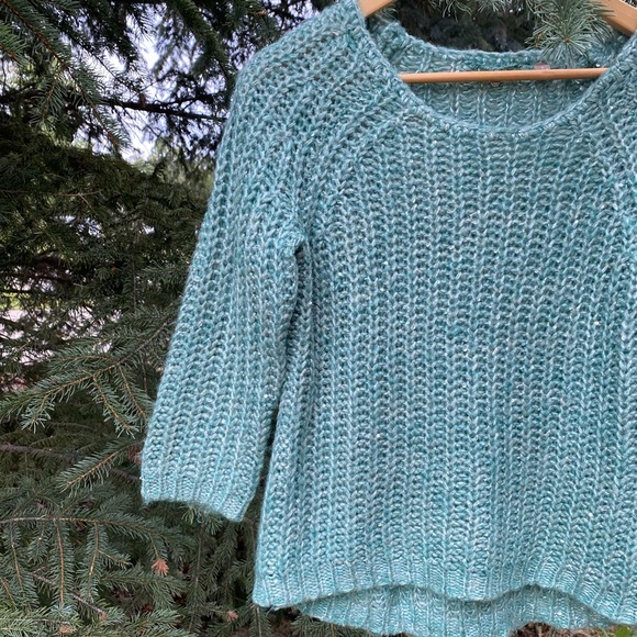 Anthropologie Seafoam Knit Sparkle Sweater - Picture 3 of 16